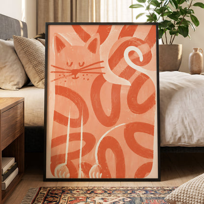 Peach Purr, pink, orange, white nature wall art displayed in a styled interior, gallery view 6