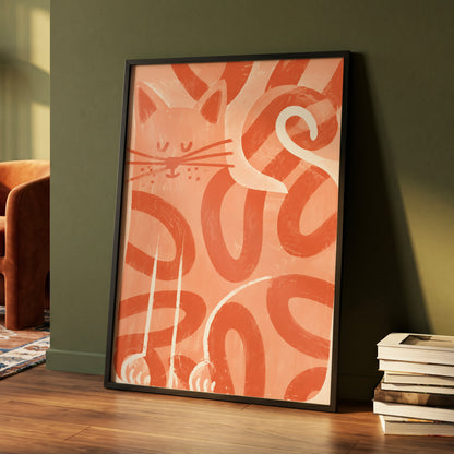 Peach Purr, pink, orange, white nature wall art displayed in a styled interior, gallery view 9