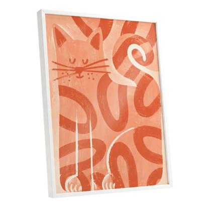 Peach Purr, pink, orange, white nature wall art shown as a white framed poster wall art print