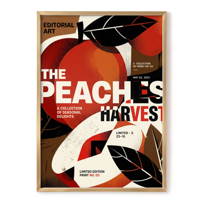 Peaches in Print, red, black, beige abstract wall art, front artwork view
