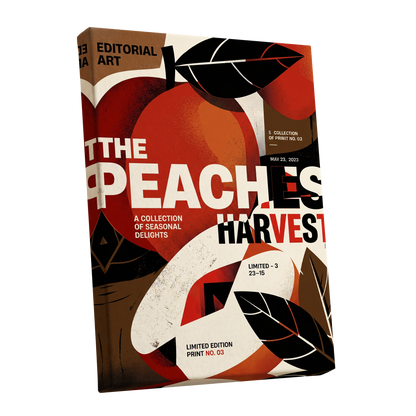 Peaches in Print, red, black, beige abstract wall art shown as a stretched canvas wall art