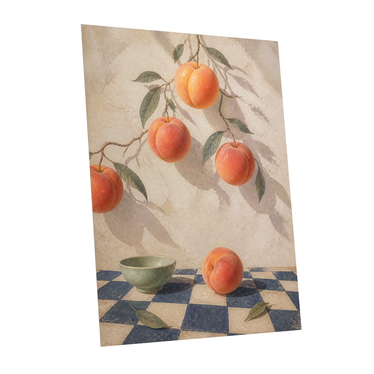 Peachlight & Chequers, orange, red, beige nature wall art shown as a unframed poster wall art print
