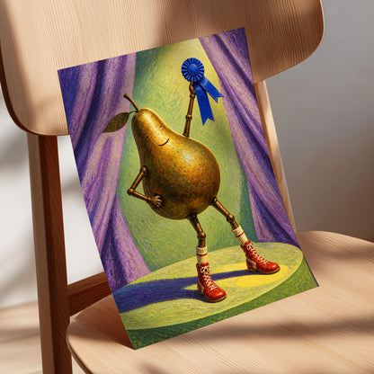 Pear of Honour, gold, purple, green abstract wall art displayed in a styled interior, gallery view 5