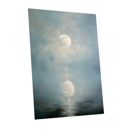 Pearl Above Quiet Water, blue, white, gray nature wall art shown as a unframed poster wall art print