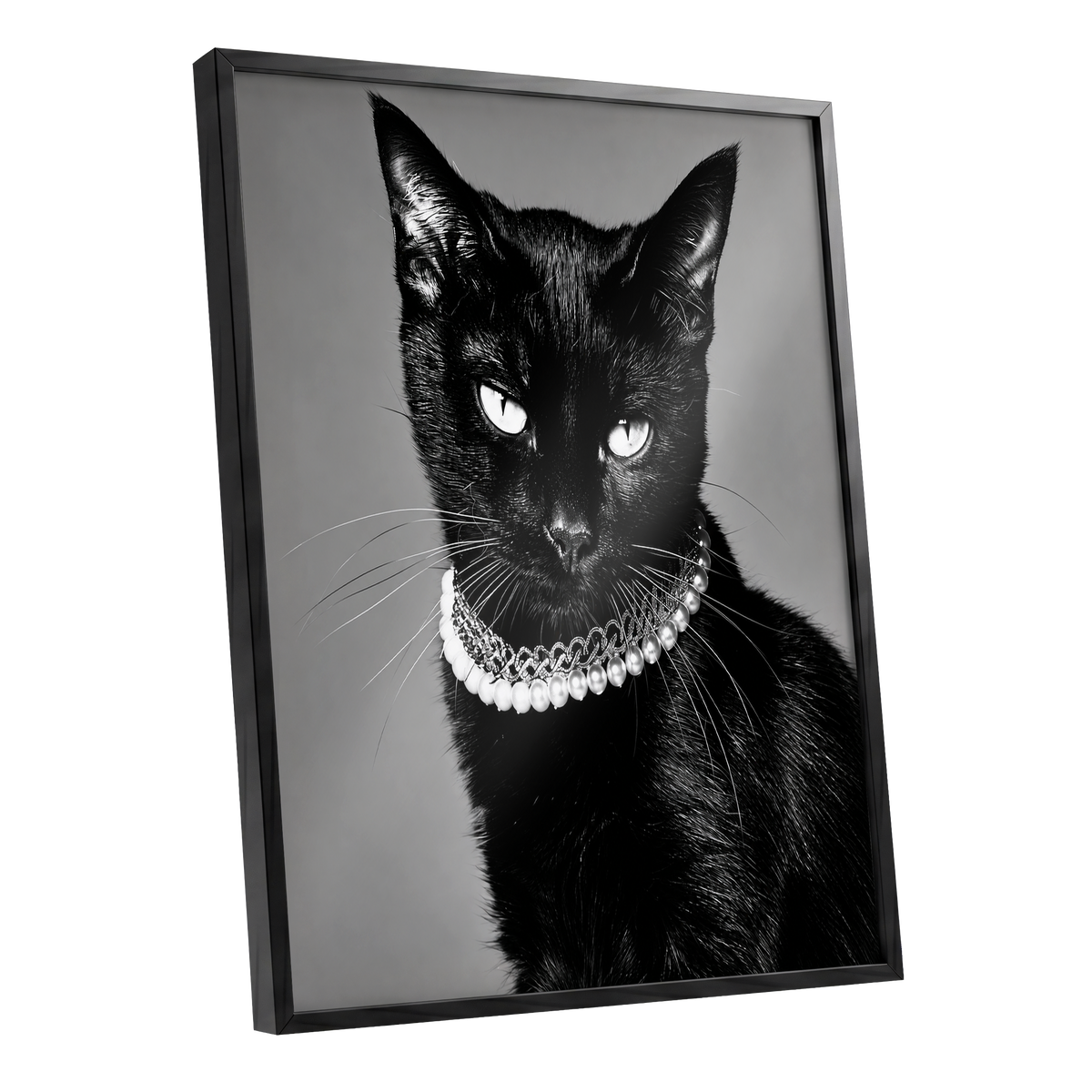 Pearls After Midnight, black, white, gray nature wall art shown as a black framed poster wall art print