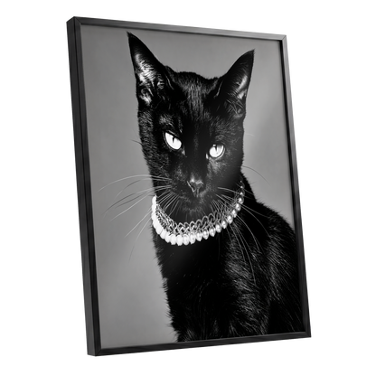 Pearls After Midnight, black, white, gray nature wall art shown as a black framed poster wall art print