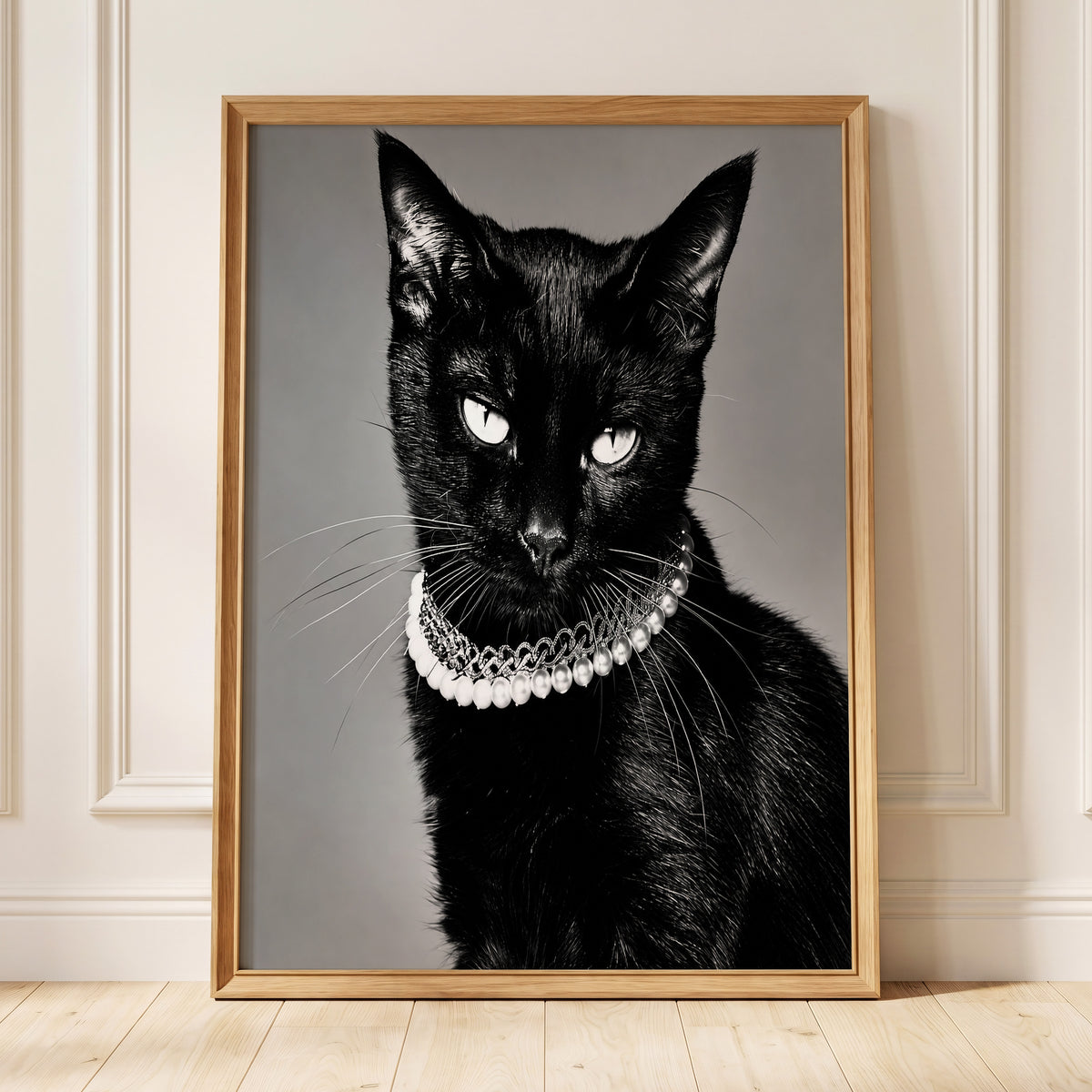 Pearls After Midnight, black, white, gray nature wall art displayed in a styled interior, gallery view 3