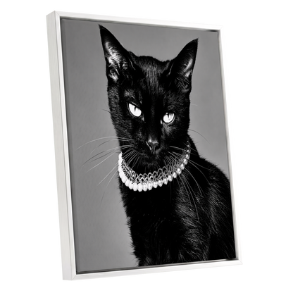 Pearls After Midnight, black, white, gray nature wall art shown as a white framed canvas wall art