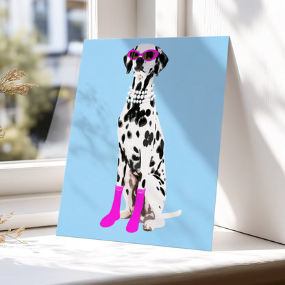 Pearls and Pink Paws, blue, white, black nature wall art displayed in a styled interior, gallery view 5