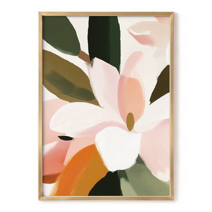 Petal Grove, pink, white, green floral wall art, front artwork view