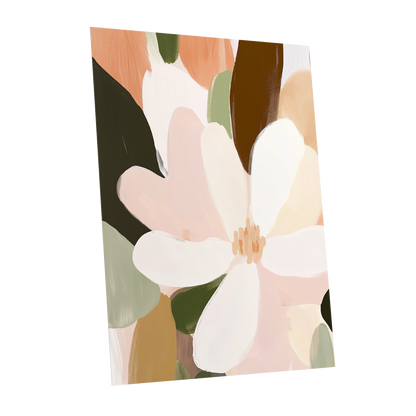 Petal Reverie, white, pink, green floral wall art shown as a unframed poster wall art print