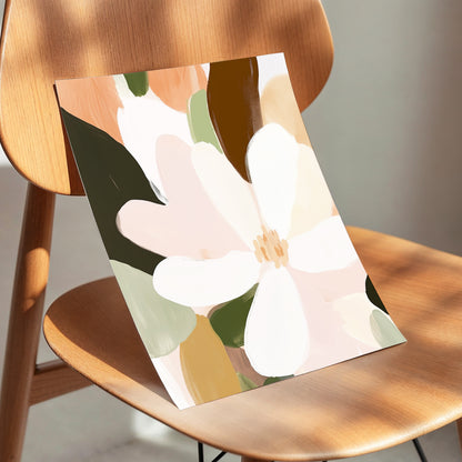 Petal Reverie, white, pink, green floral wall art displayed in a styled interior, gallery view 5