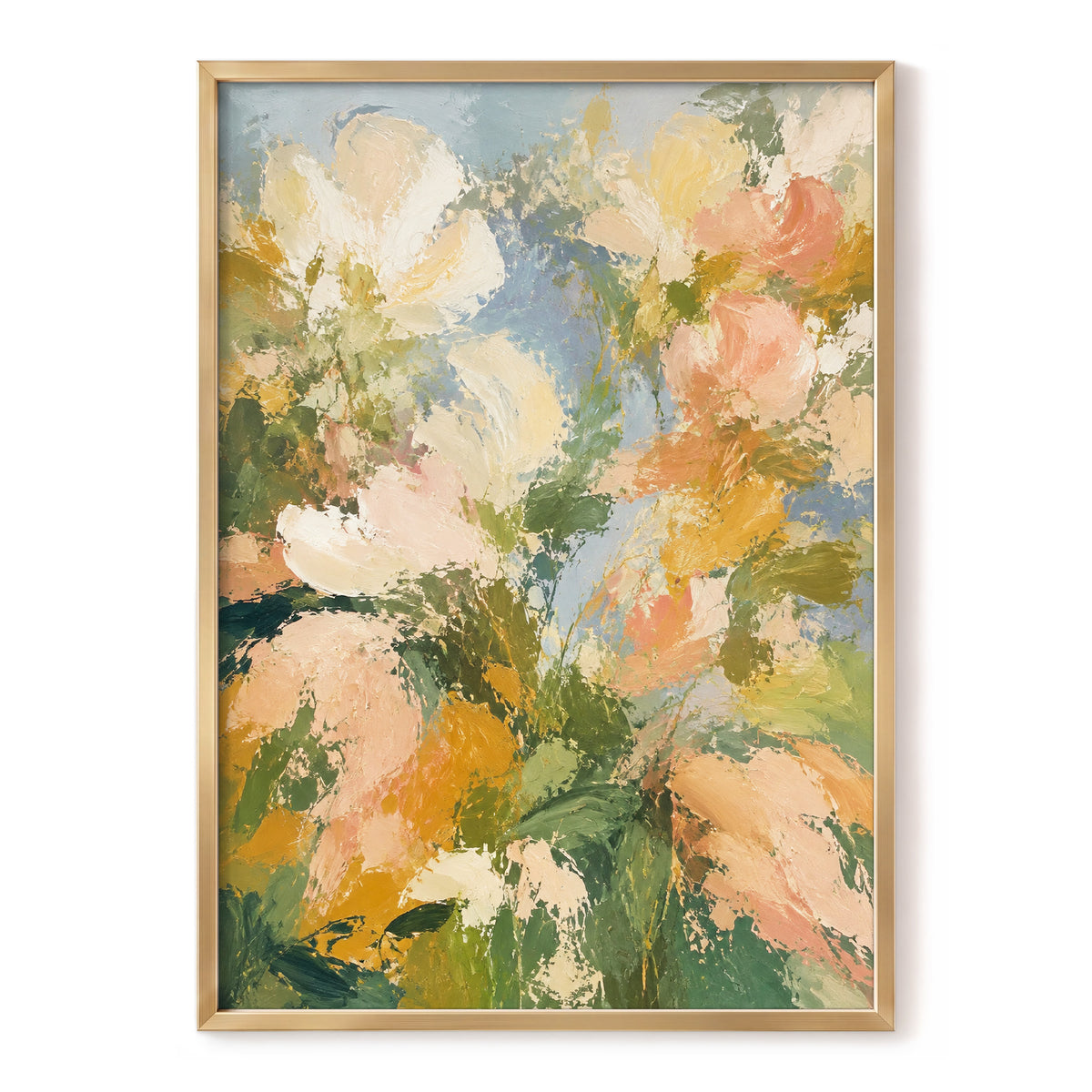 Petal Tapestry, green, pink, beige floral wall art, front artwork view