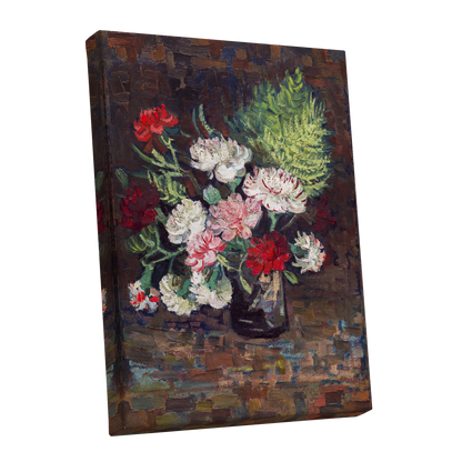 Petals After Dusk, brown, green, red floral wall art shown as a stretched canvas wall art