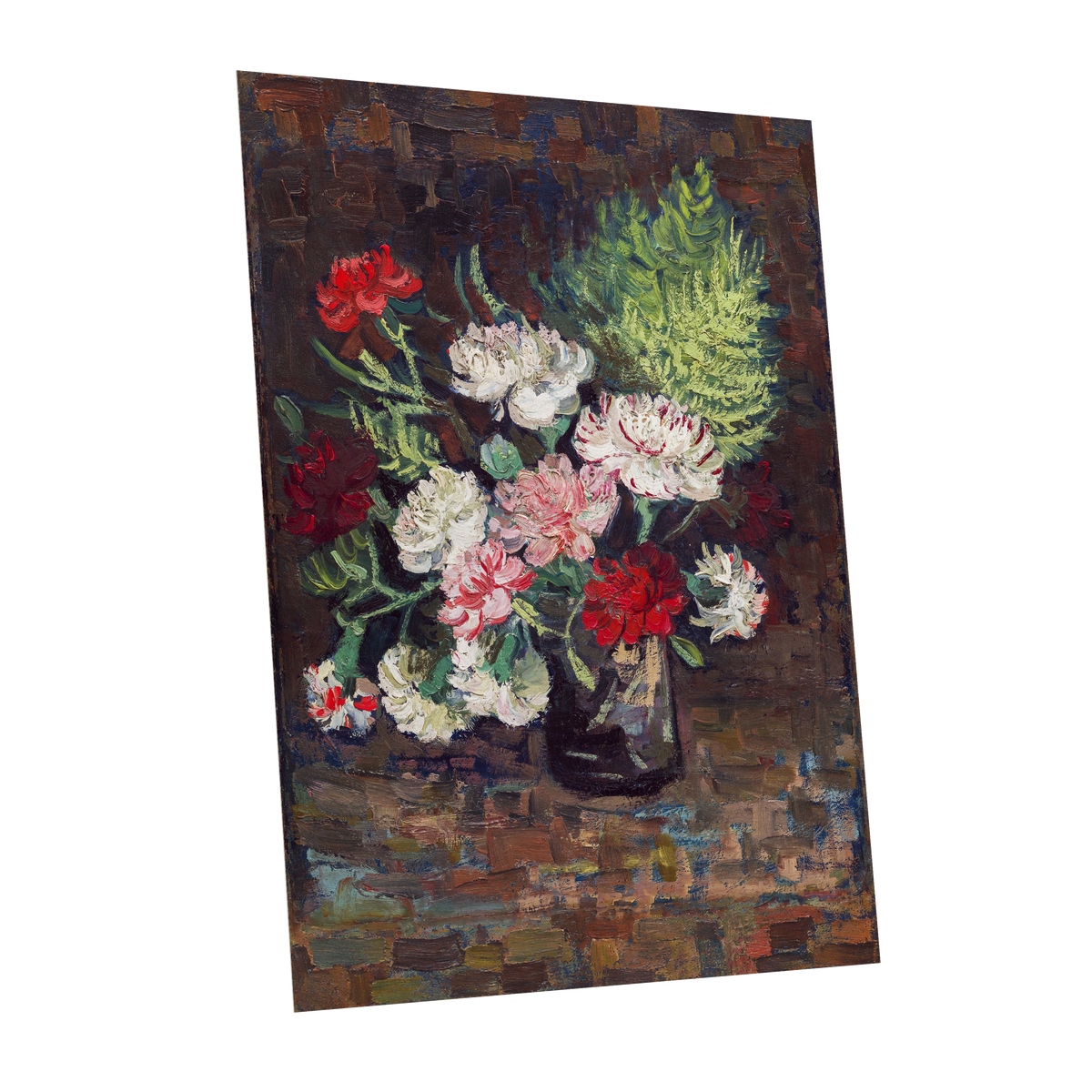 Petals After Dusk, brown, green, red floral wall art shown as a unframed poster wall art print