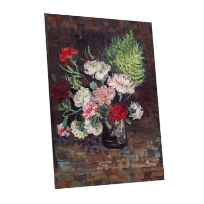 Petals After Dusk, brown, green, red floral wall art shown as a unframed poster wall art print