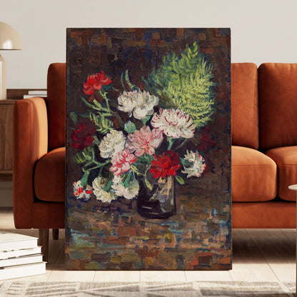 Petals After Dusk, brown, green, red floral wall art displayed in a styled interior, gallery view 3