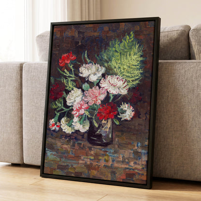 Petals After Dusk, brown, green, red floral wall art displayed in a styled interior, gallery view 4