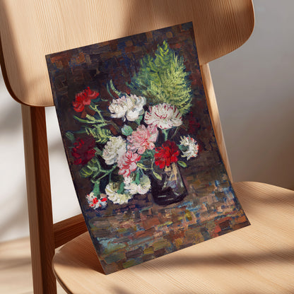 Petals After Dusk, brown, green, red floral wall art displayed in a styled interior, gallery view 5