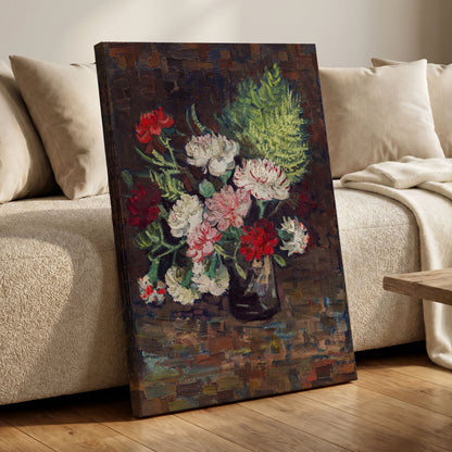 Petals After Dusk, brown, green, red floral wall art displayed in a styled interior, gallery view 7