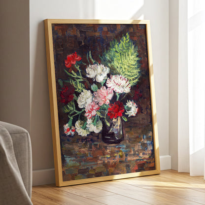Petals After Dusk, brown, green, red floral wall art displayed in a styled interior, gallery view 9