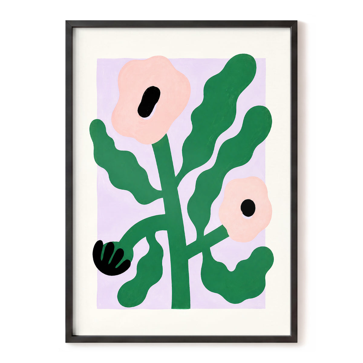 Petals in Lilac, green, pink, purple floral wall art, front artwork view