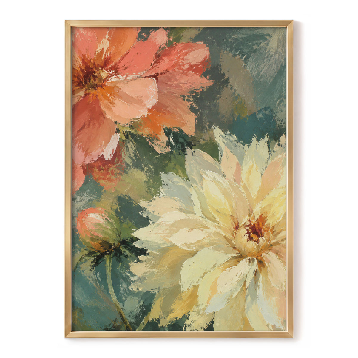 Petals in Soft Focus, pink, yellow, green floral wall art, front artwork view