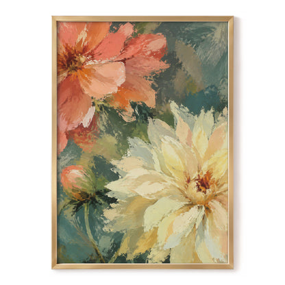 Petals in Soft Focus, pink, yellow, green floral wall art, front artwork view