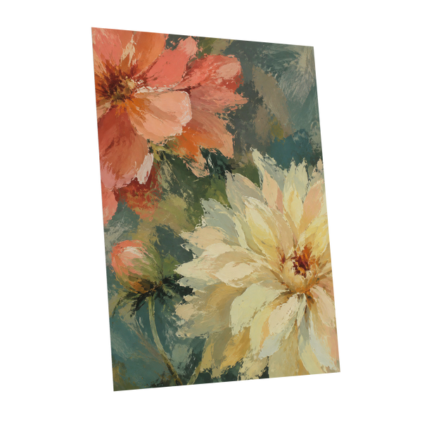 Petals in Soft Focus, pink, yellow, green floral wall art shown as a unframed poster wall art print