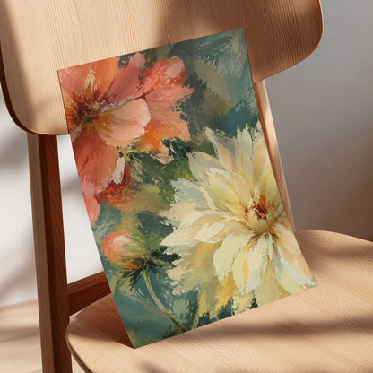 Petals in Soft Focus, pink, yellow, green floral wall art displayed in a styled interior, gallery view 5