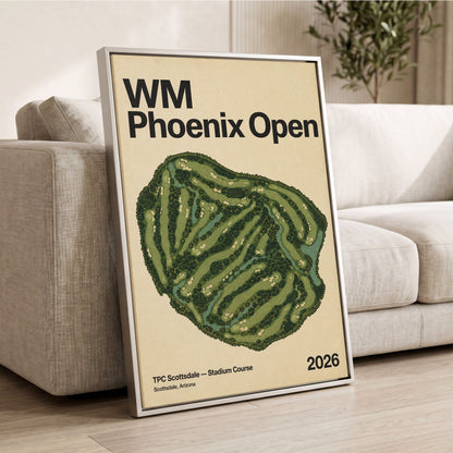 Phoenix Fairways, green, beige, black nature wall art displayed in a styled interior, gallery view 2