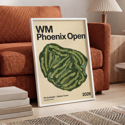 Phoenix Fairways, green, beige, black nature wall art displayed in a styled interior, gallery view 6