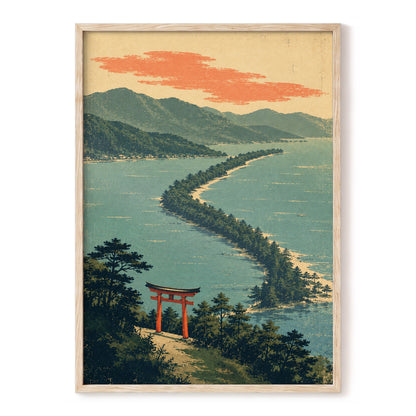 Pine Coast Reverie, green, blue, beige nature wall art, front artwork view