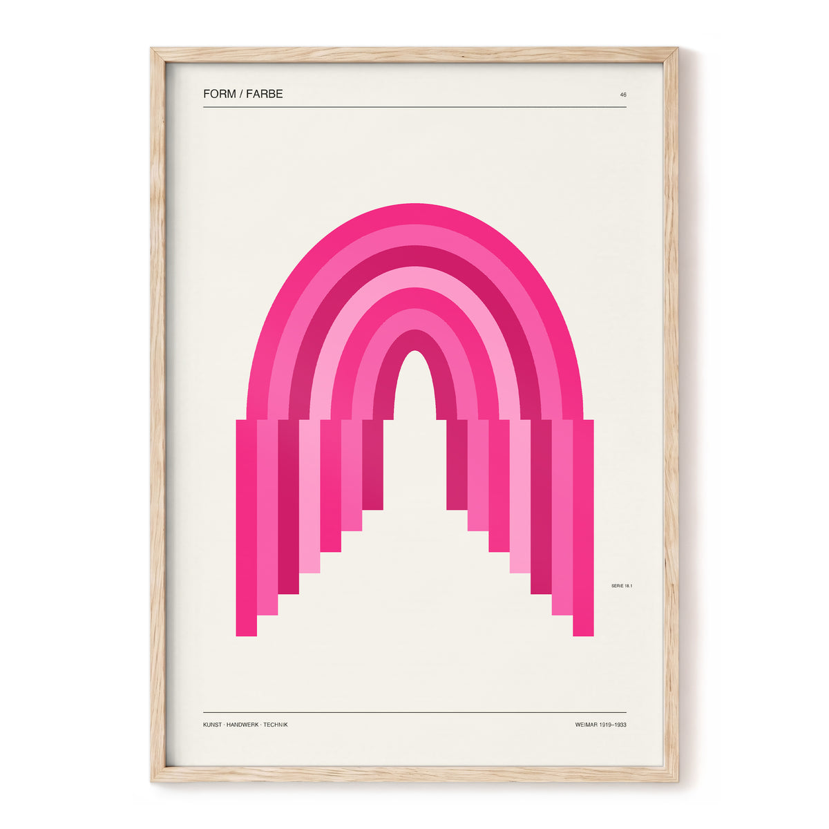 Pink Arch Rhythm, pink, beige minimalist wall art, front artwork view
