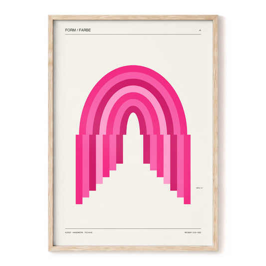 Pink Arch Rhythm, pink, beige minimalist wall art, front artwork view