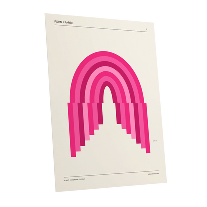 Pink Arch Rhythm, pink, beige minimalist wall art shown as a unframed poster wall art print