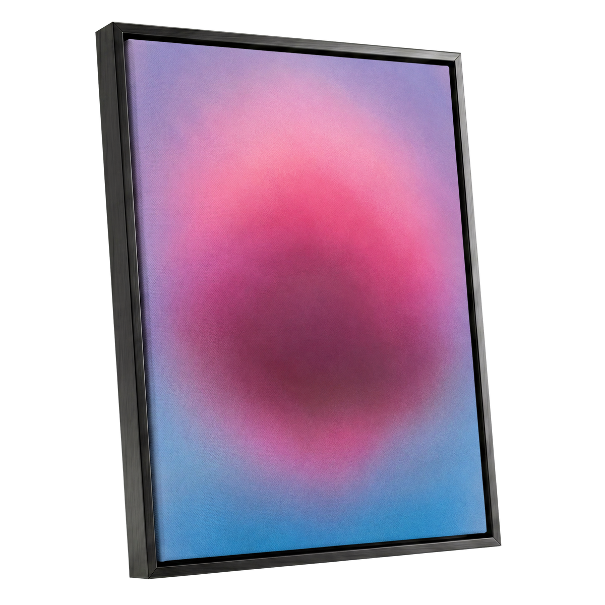 Pink in Soft Focus, pink, purple, blue abstract wall art shown as a black framed canvas wall art