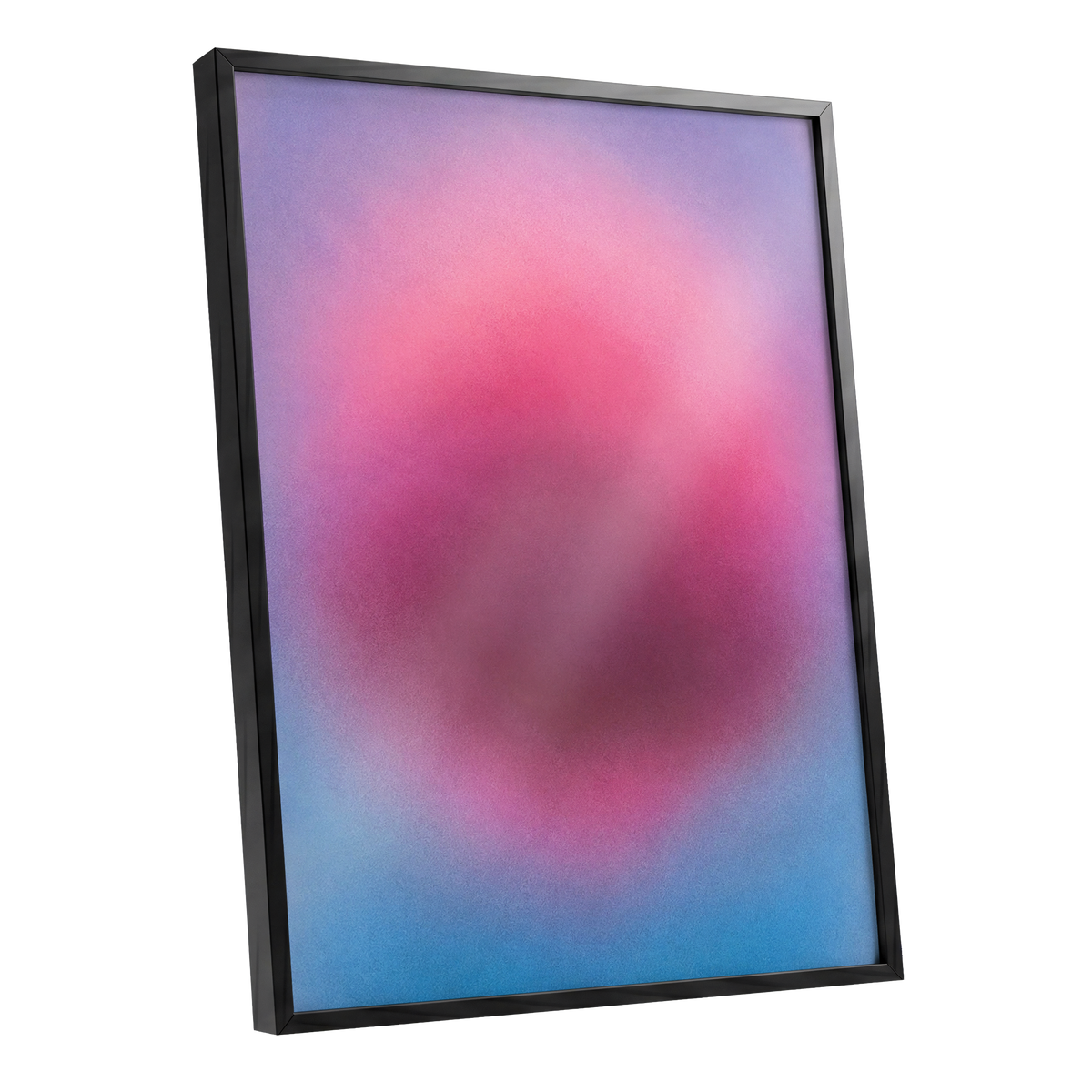 Pink in Soft Focus, pink, purple, blue abstract wall art shown as a black framed poster wall art print