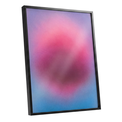Pink in Soft Focus, pink, purple, blue abstract wall art shown as a black framed poster wall art print