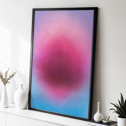 Pink in Soft Focus, pink, purple, blue abstract wall art displayed in a styled interior, gallery view 2