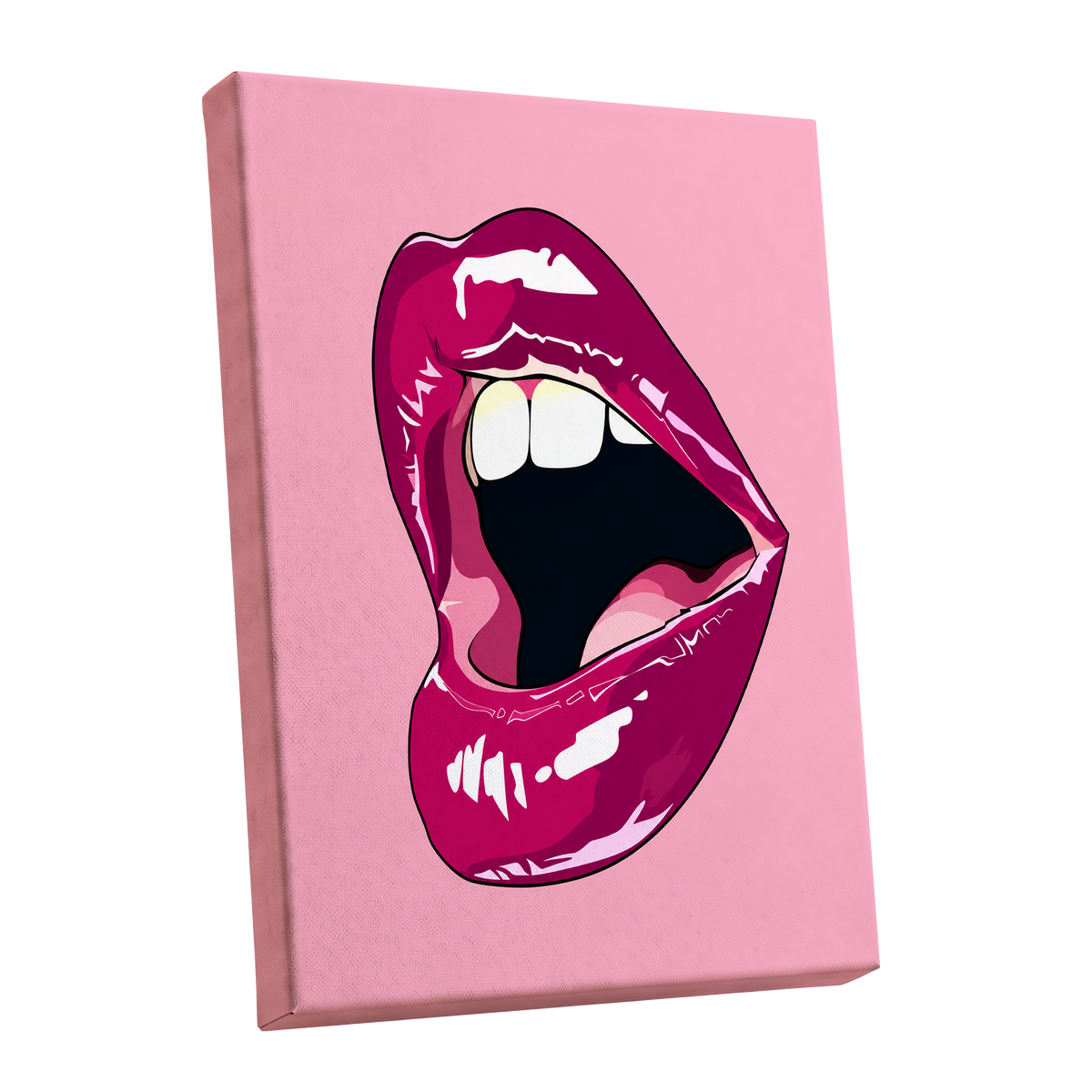 Pink Voltage, pink, purple, black minimalist wall art shown as a stretched canvas wall art