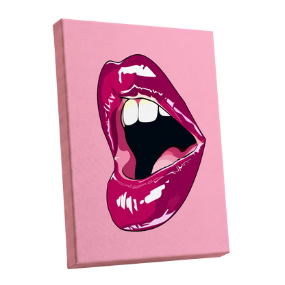 Pink Voltage, pink, purple, black minimalist wall art shown as a stretched canvas wall art