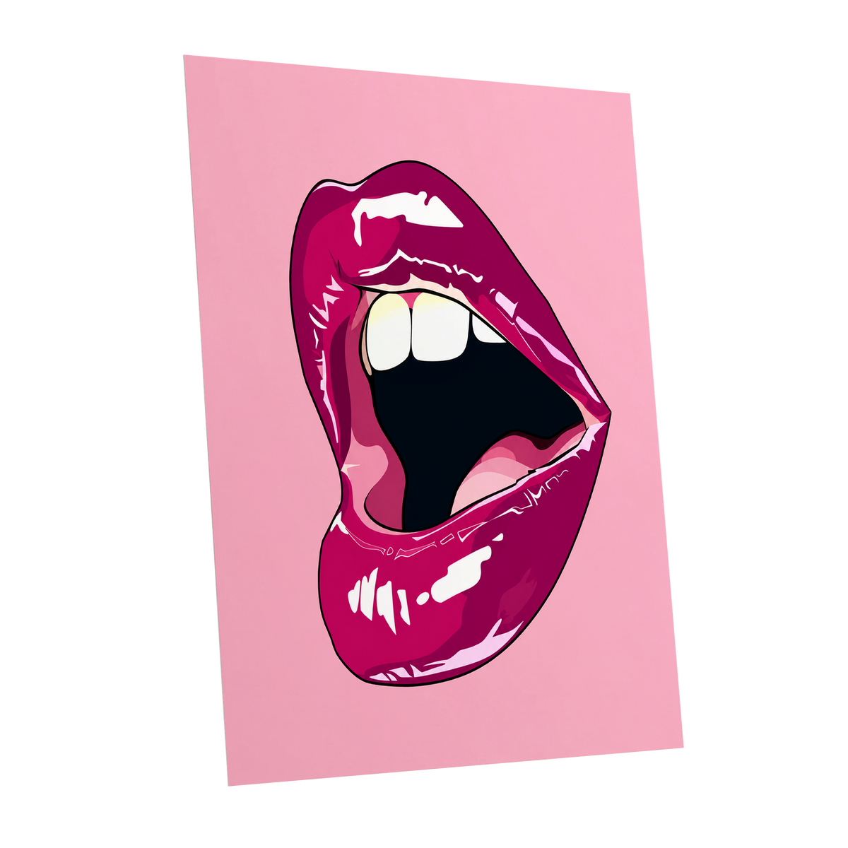 Pink Voltage, pink, purple, black minimalist wall art shown as a unframed poster wall art print