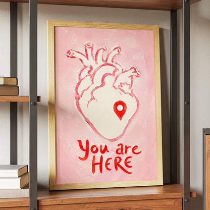 Pinned to the Heart, pink, beige, red minimalist wall art displayed in a styled interior, gallery view 9