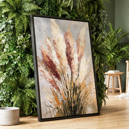 Plumes in Quiet Bloom – wall art displayed in a styled interior, gallery view 1