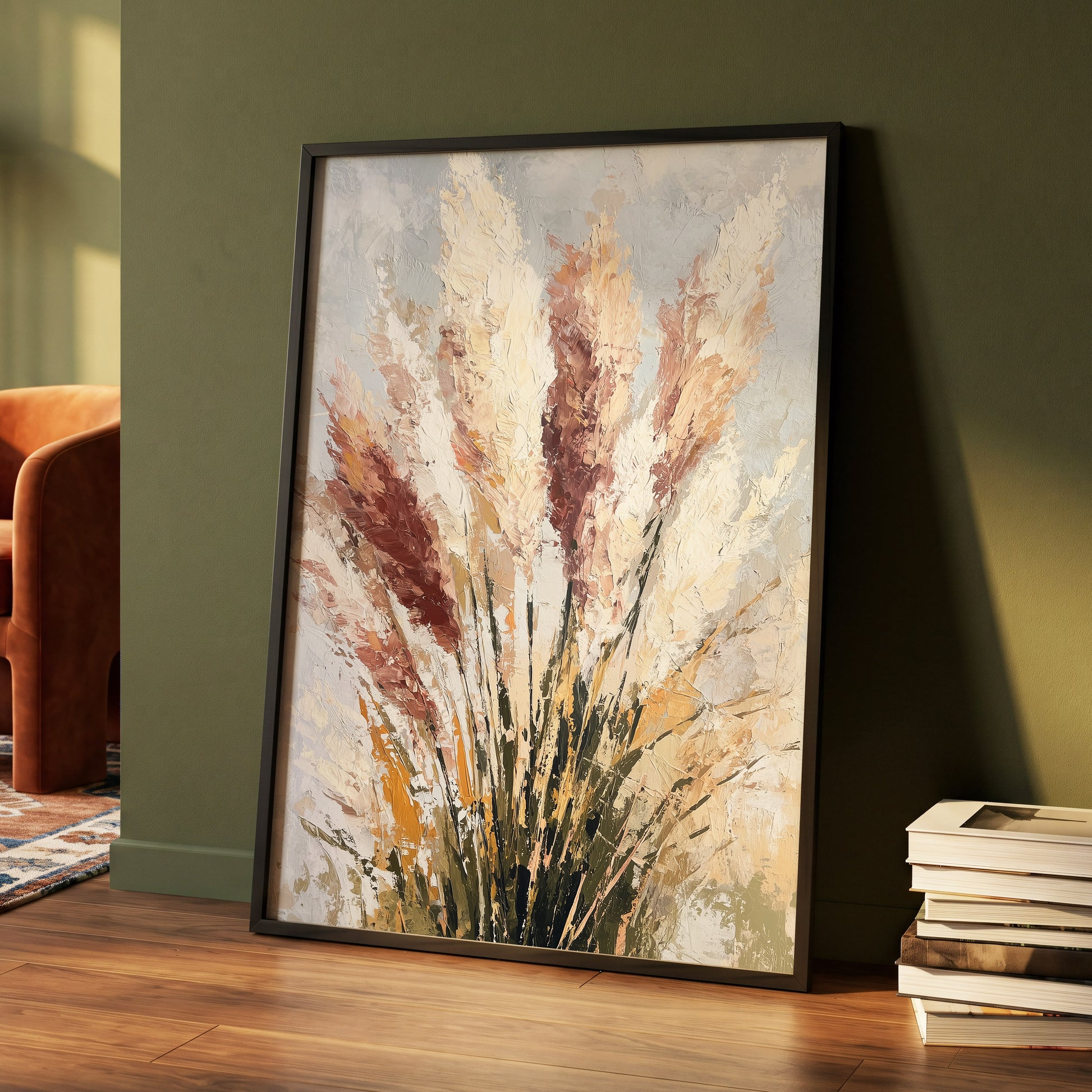 Plumes in Quiet Bloom – wall art displayed in a styled interior, gallery view 4