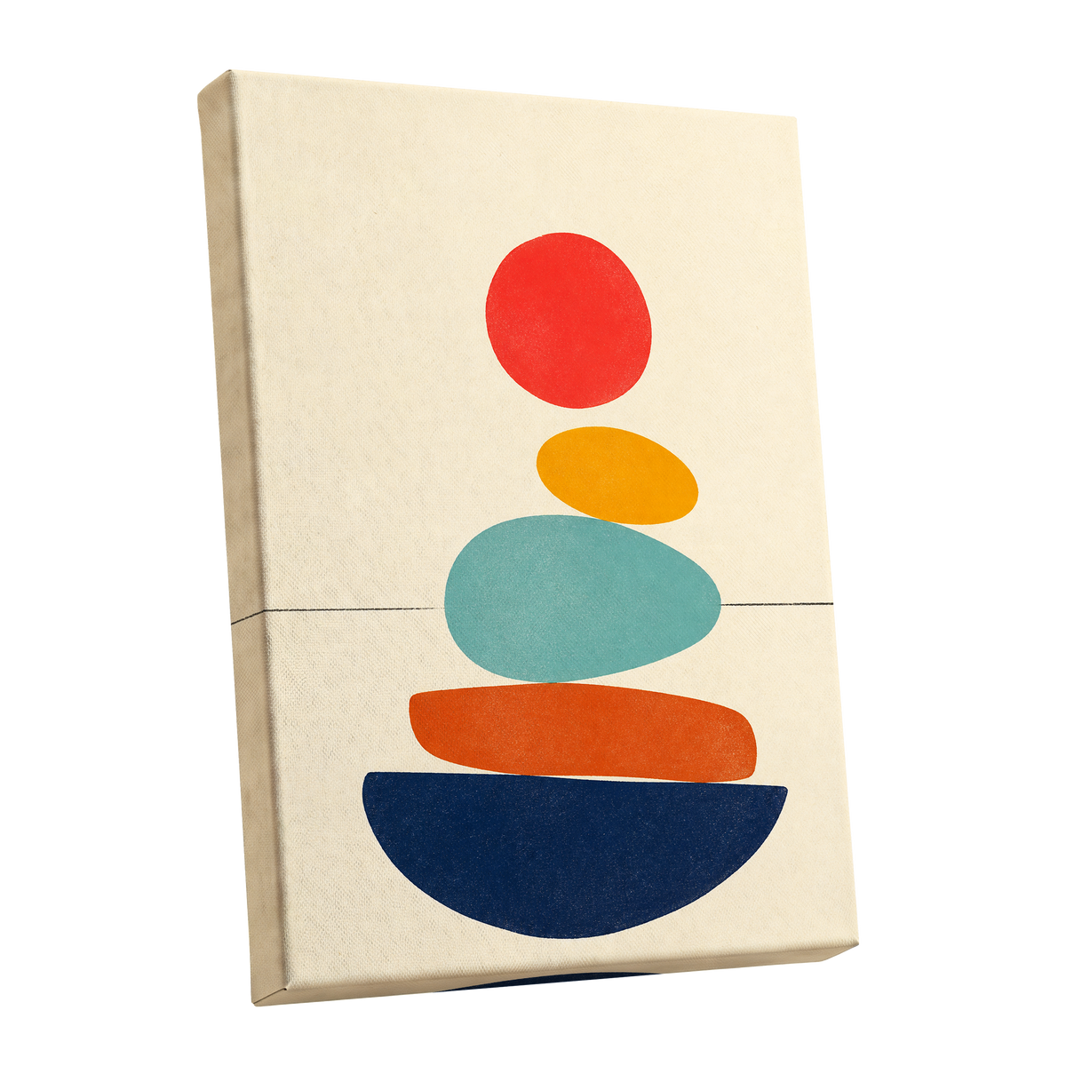 Poised in Colour, beige, red, yellow abstract wall art shown as a stretched canvas wall art