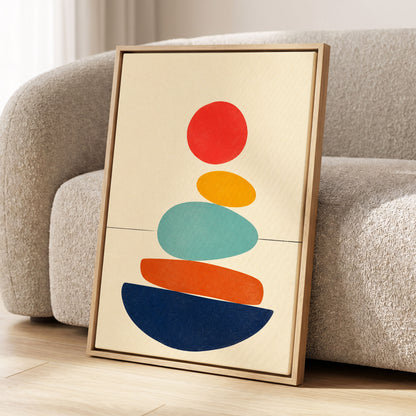 Poised in Colour, beige, red, yellow abstract wall art displayed in a styled interior, gallery view 4