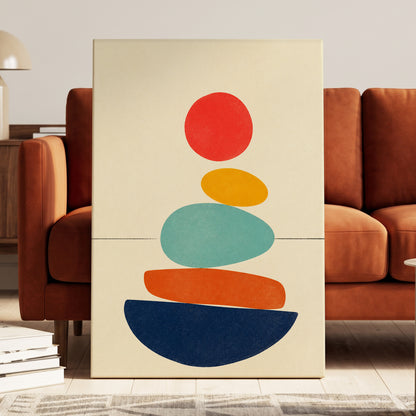 Poised in Colour, beige, red, yellow abstract wall art displayed in a styled interior, gallery view 7
