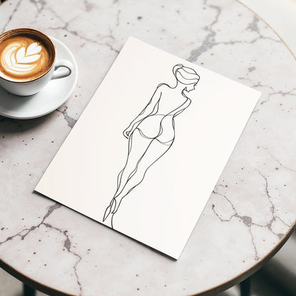Poised in Line, black, beige minimalist wall art displayed in a styled interior, gallery view 3